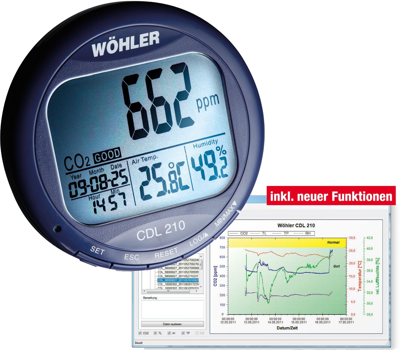 WÖHLER CDL 210 CO2 Data loger